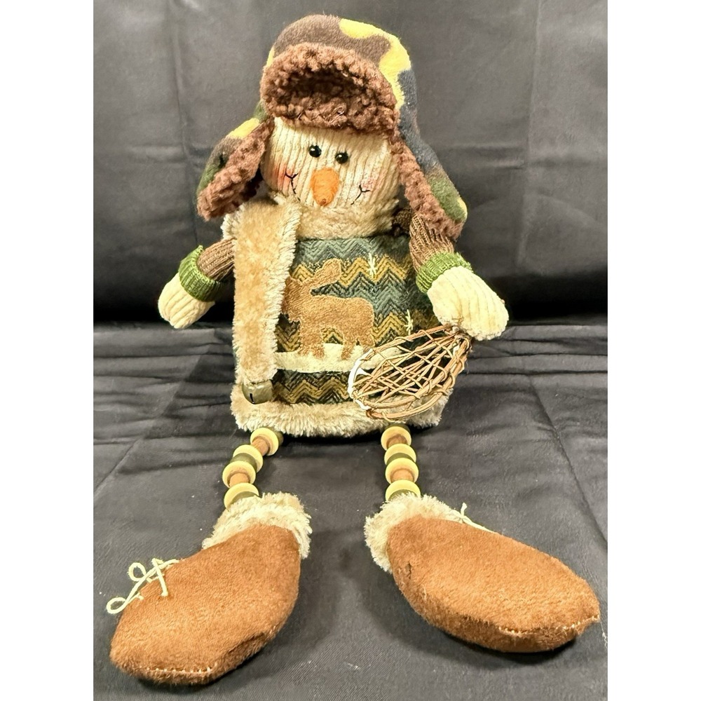 Oriental Trading Snowman Shelf Sitter Multi Camo Rustic Dangle Legs